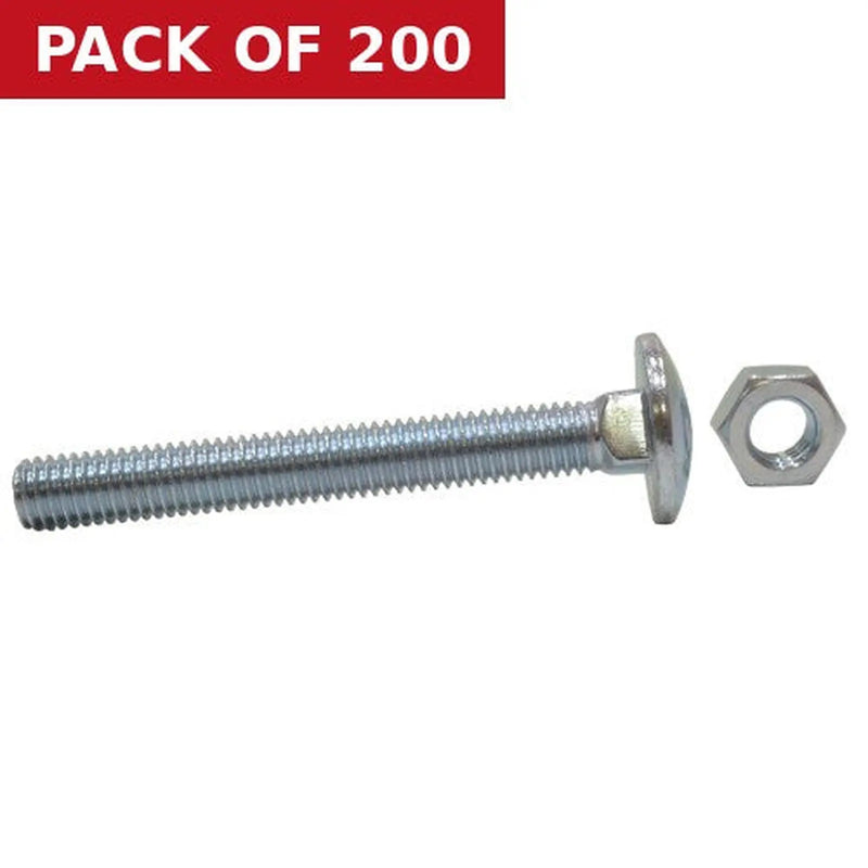 Centurion M8 x 65mm ZP Small Carriage Bolts & Nuts  (200)