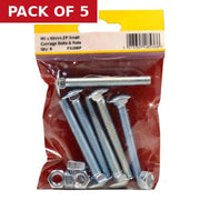 Centurion M8 X 65mm ZP Small Carriage Bolts & Nuts (Pack of 6) - Pack of 5