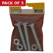 Centurion M10 X 75mm ZP Small Carriage Bolts & Nuts (Pack of 3) - Pack of 5