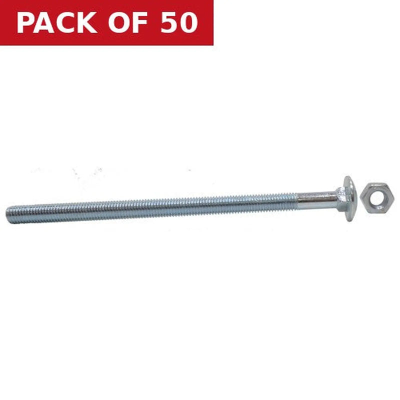 Centurion M10 x 180mm ZP Small Carriage Bolts & Nuts  (50)