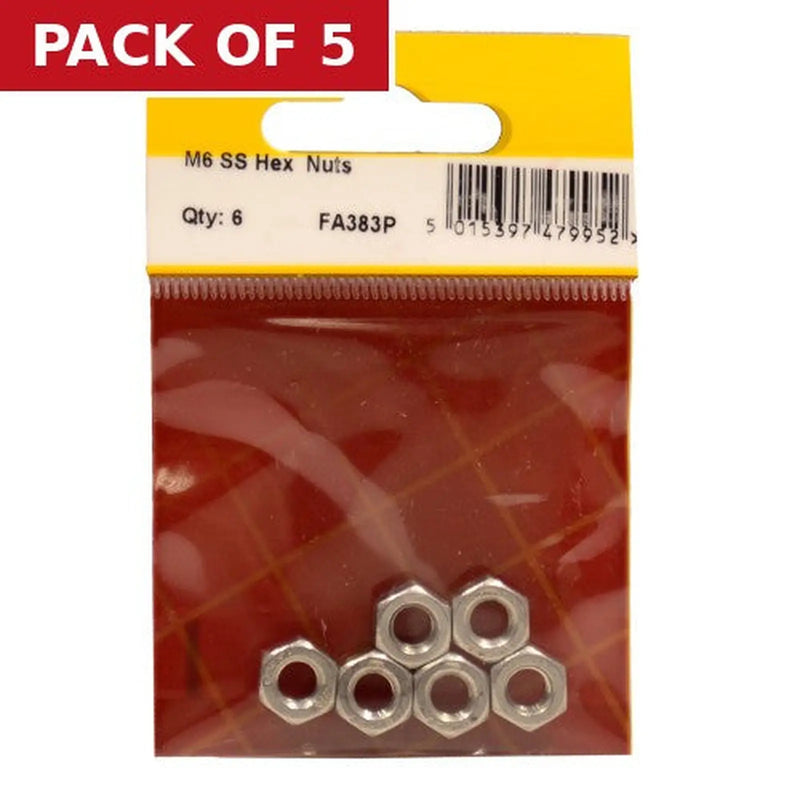 Centurion M6 SS Hex Nuts (Pack of 6) - Pack of 5