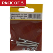 Centurion M3 x 40mm Head Machine Screws & Nuts - Pan Head - Zinc Plated - - Pack of 5