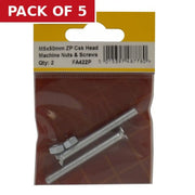 Centurion M5 x 50mm Machine Screws & Nuts - Countersunk Head - Zinc Plated - - Pack of 5