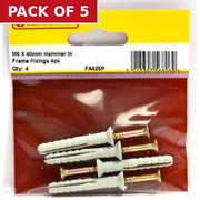 Centurion M6 x 40mm Hammer In Frame Fixings 4pk - Pack of 5