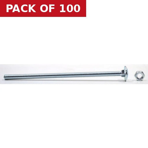 Centurion M6 x 130mm ZP Cup Sq Hex Carriage Bolts & Nuts - Pack of 100