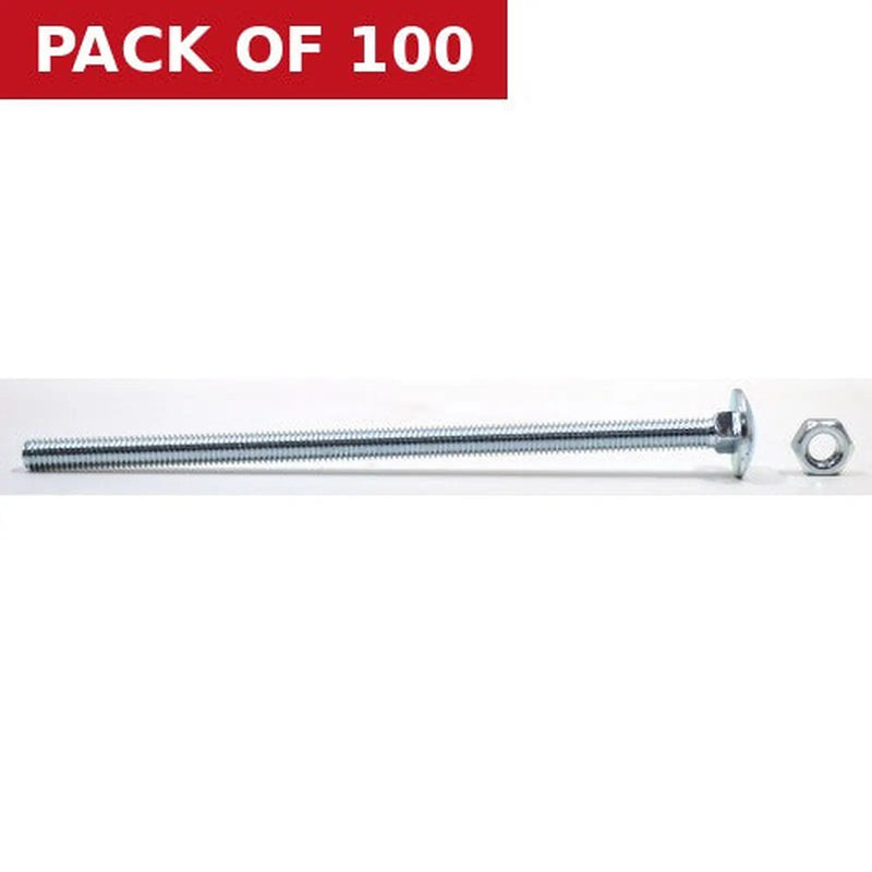 Centurion M6 x 130mm ZP Cup Sq Hex Carriage Bolts & Nuts - Pack of 100