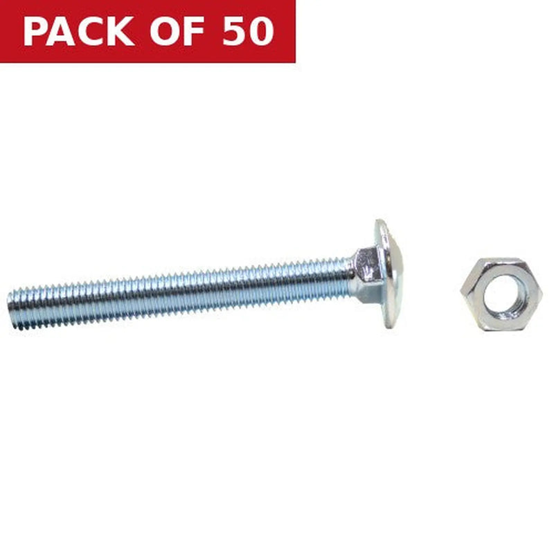 Centurion M12 x 100mm ZP Cup Sq Hex Carriage Bolts & Nuts - Pack of 50