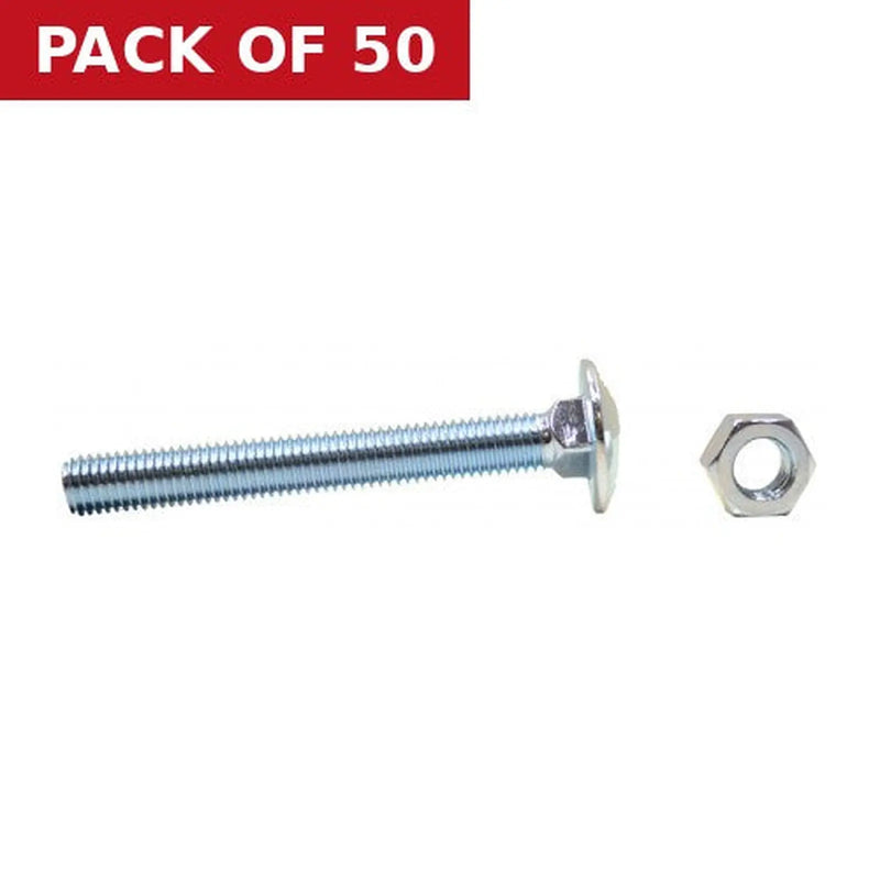 Centurion M12 x 50mm ZP Small Carriage Bolts & Nuts  (50)