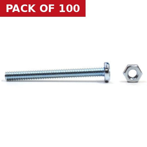 Centurion M5 x 30mm Machine Screws & Nuts - Zinc Plated - (100)