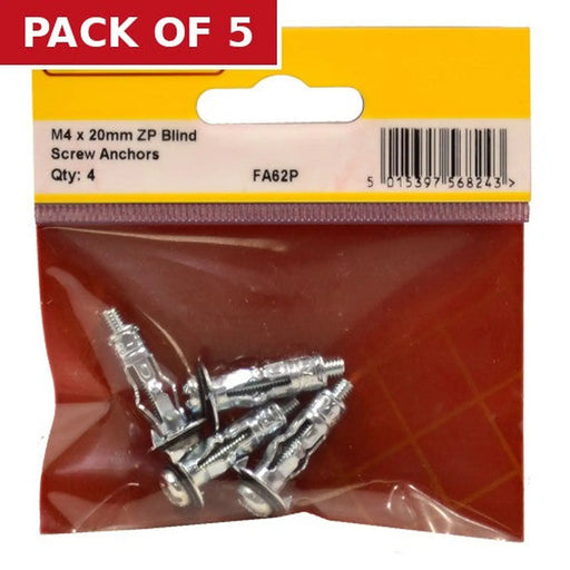 Centurion M4 x 20mm ZP Blind Screw Anchors 4pk - Pack of 5