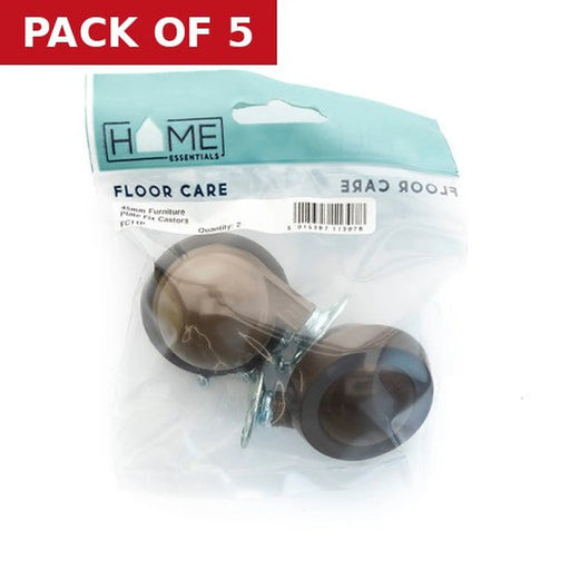 Centurion 45mm Furniture Plate Fix Castors  (Pack of 2) - Pack of 5