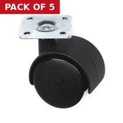 Centurion 40mm Twin Wheel Plate Fix Castors - Pack of 5