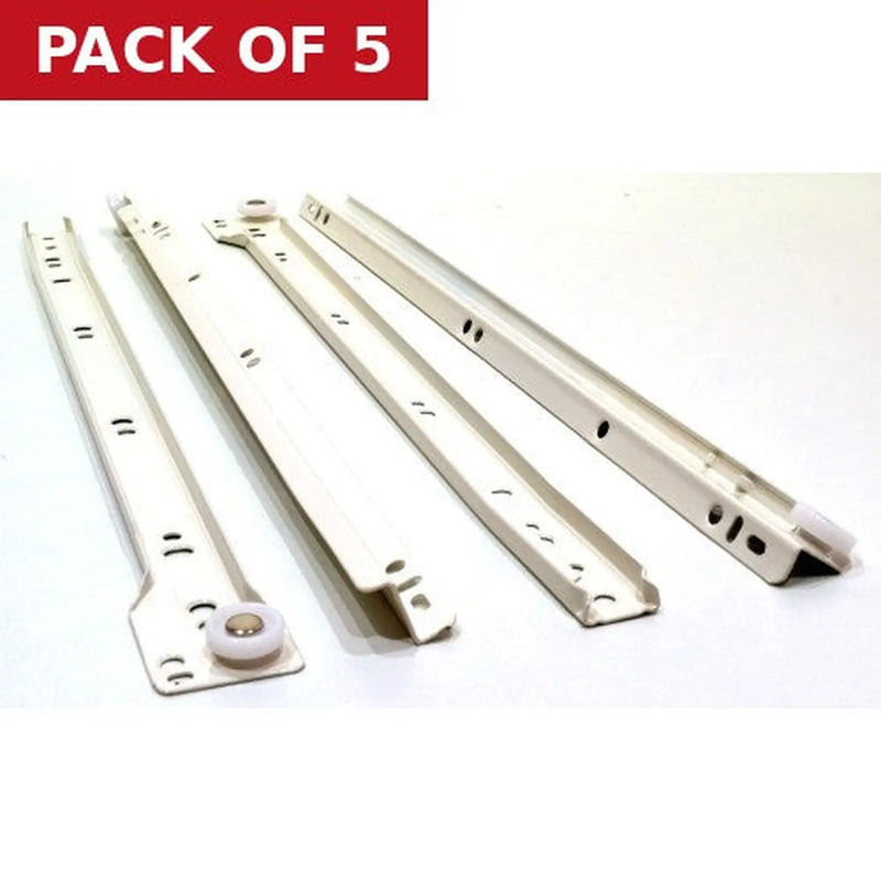 Centurion 400mm White Bottom Fix Steel Drawer Runner - Pack of 5