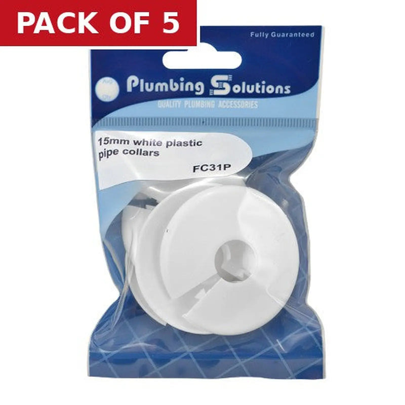 Centurion Plastic Radiator Pipe Collars - 15mm - White - 4 Pack - Pack of 5