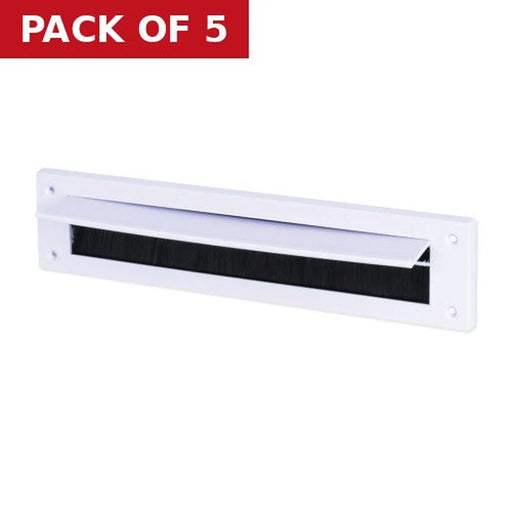 Centurion Warmseal Letterbox Draught Excluder With Flap, White, 43mm x 275mm - Pack of 5