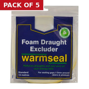 Centurion Warmseal PVC Foam Draught Excluder, White, 15m - Pack of 5