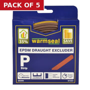 Centurion Warmseal 'P' Profile Long-life Foam Draught Excluder, Brown, 5m - Pack of 5