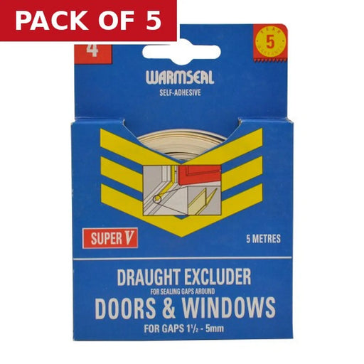 Centurion Warmseal Polystyrene 'V' Strip, White, 5m - Pack of 5
