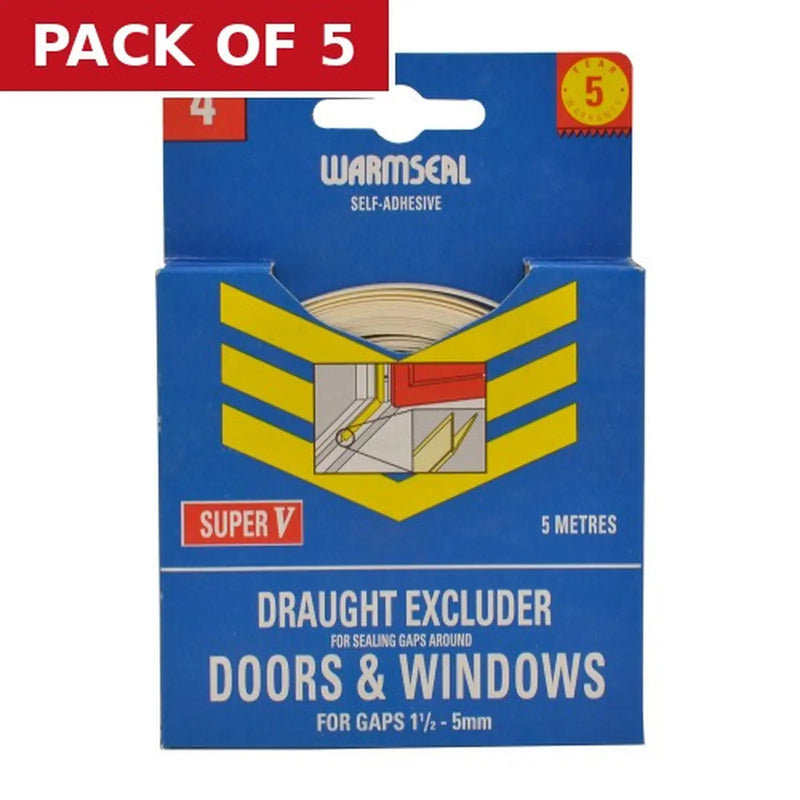 Centurion Warmseal Polystyrene 'V' Strip, White, 5m - Pack of 5