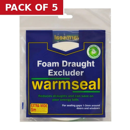 Centurion Warmseal Extra Wide PVC Foam Draught Excluder, White, 5m - Pack of 5