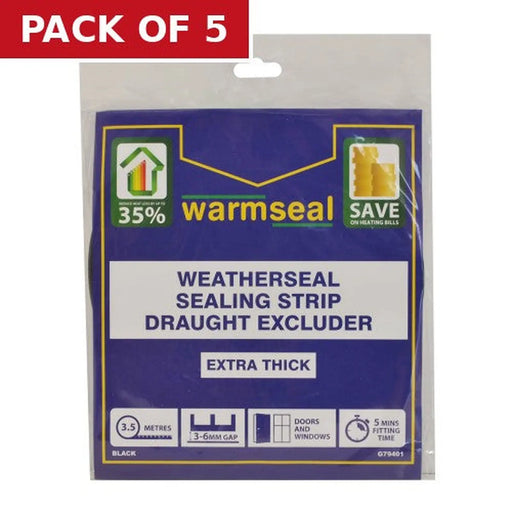 Centurion Warmseal Extra Thick Weather seal Sealing Strip, Black, 3.5m - Pack of 5