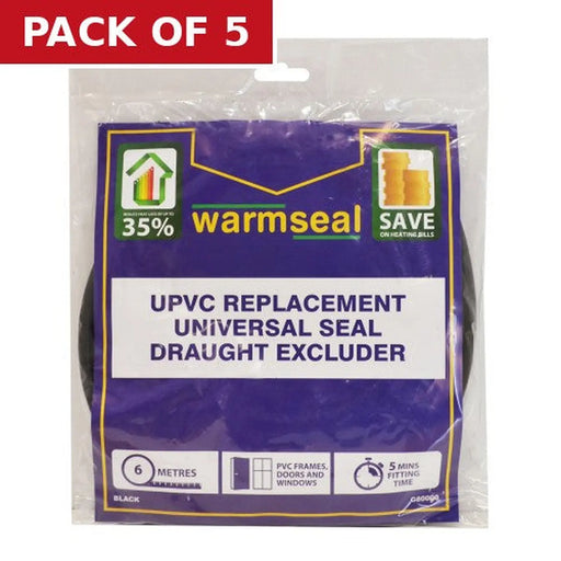 Centurion Warmseal uPVC Universal Seal, Black, 6m - Pack of 5
