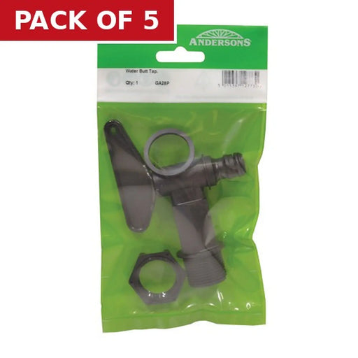 Centurion Water Butt Tap, Black, 3/4" BSP - Pack of 5