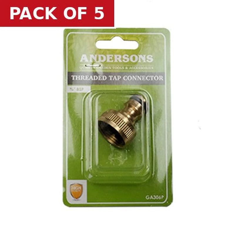 Centurion Brass Threaded Tap Connector, 1/2" - 3/4" BSP - Pack of 5