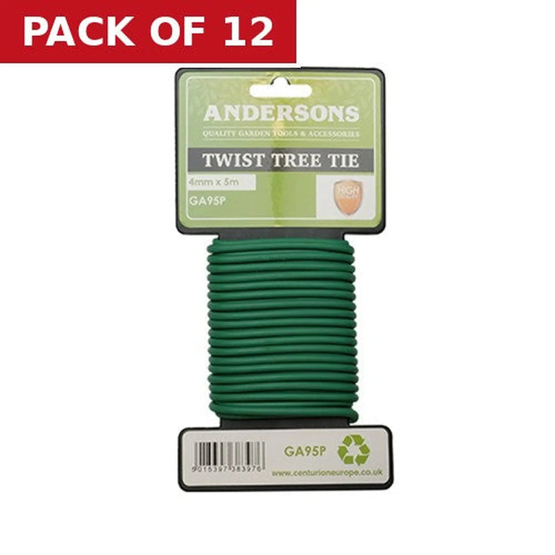 Centurion Garden Sponge Twist Tie, Green, 4mm x 5m - Pack of 12