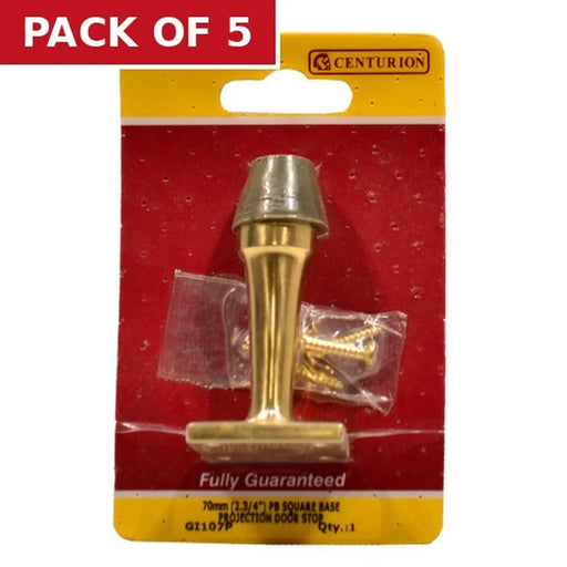 Centurion 70mm (2 3/4") PB Square Base Projection Door Stop  GI107P - Pack of 5