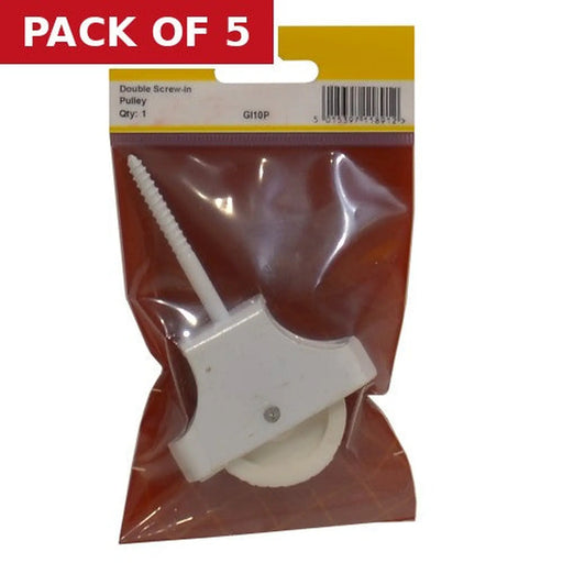 Centurion Screw-In Pulley, Double, White, 45mm - Pack of 5