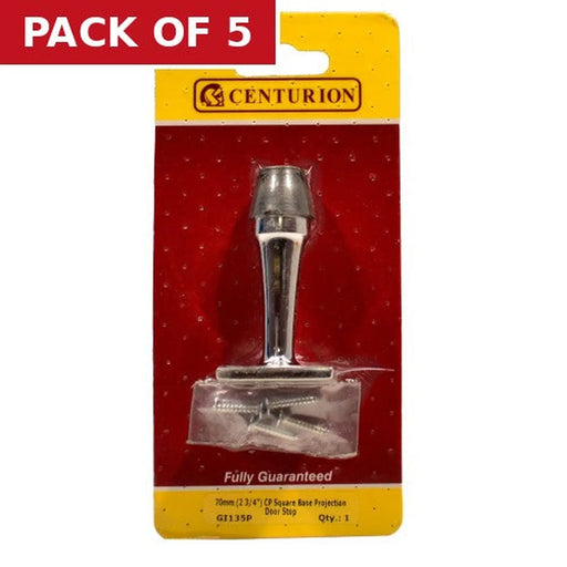 Centurion 70mm (2 3/4") CP Square Base Projection Door Stop - Pack of 5
