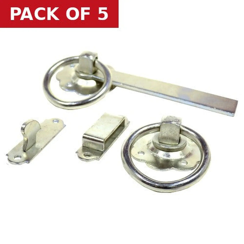 Centurion Plain Ring Gate Latch, Zinc Plated, 150mm - Pack of 5