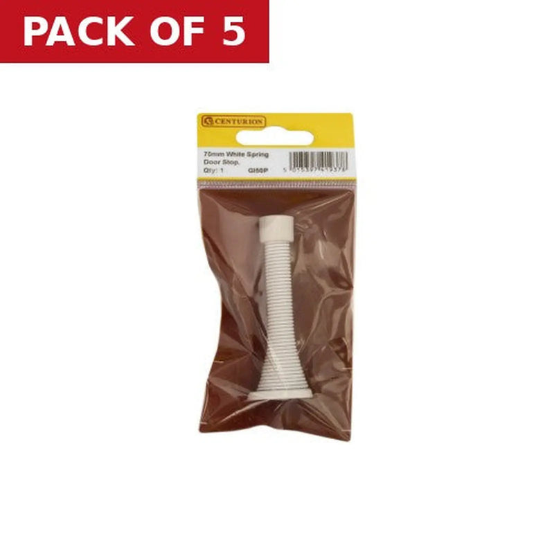 Centurion 80mm White Spring Door Stop - Pack of 5