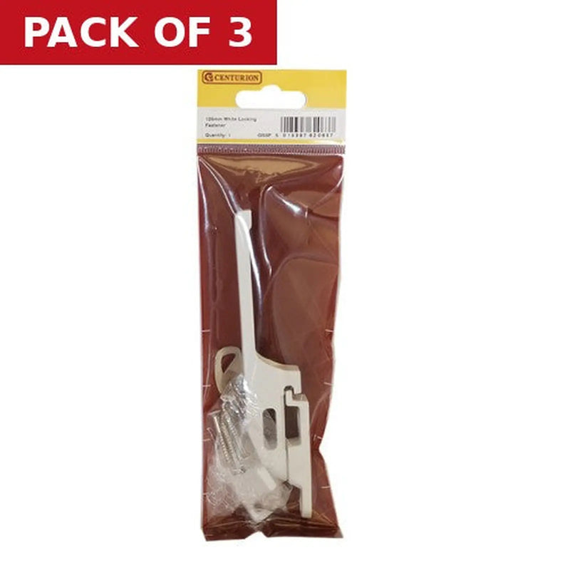Centurion Locking Fastener, White - Pack of 3