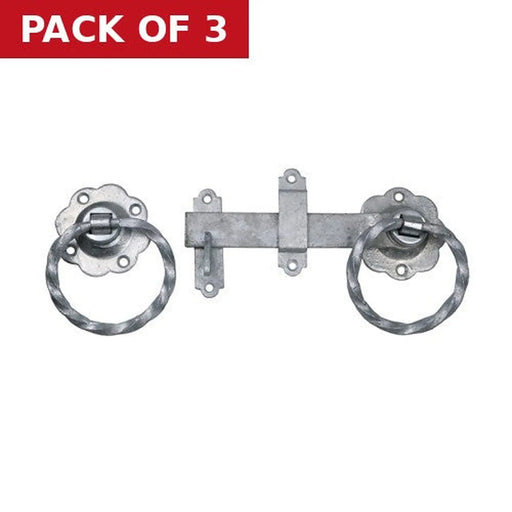 Centurion Twisted Ring Gate Latch, Galvanised, 150mm - Pack of 3
