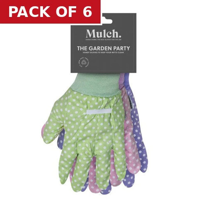 Centurion Mulch 'Garden Party' Gardening Gloves Size Medium - 3 Pairs - Pink, - Pack of 6