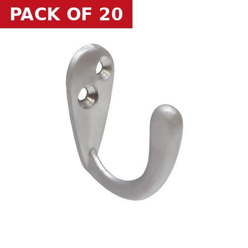 Centurion 50mm Die Cast Single Wardrobe Hook - Satin Chrome - Pack of 20