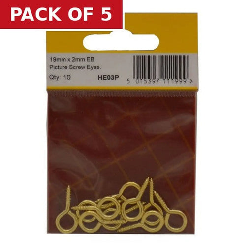Centurion 19mm x 2mm EB Picture Screw Eyes (Pack of 10) - Pack of 5