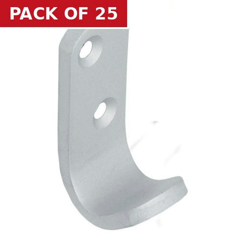 Centurion 50mm Flat Pattern Robe Hook - Silver Anodised Aluminium - Pack of 25