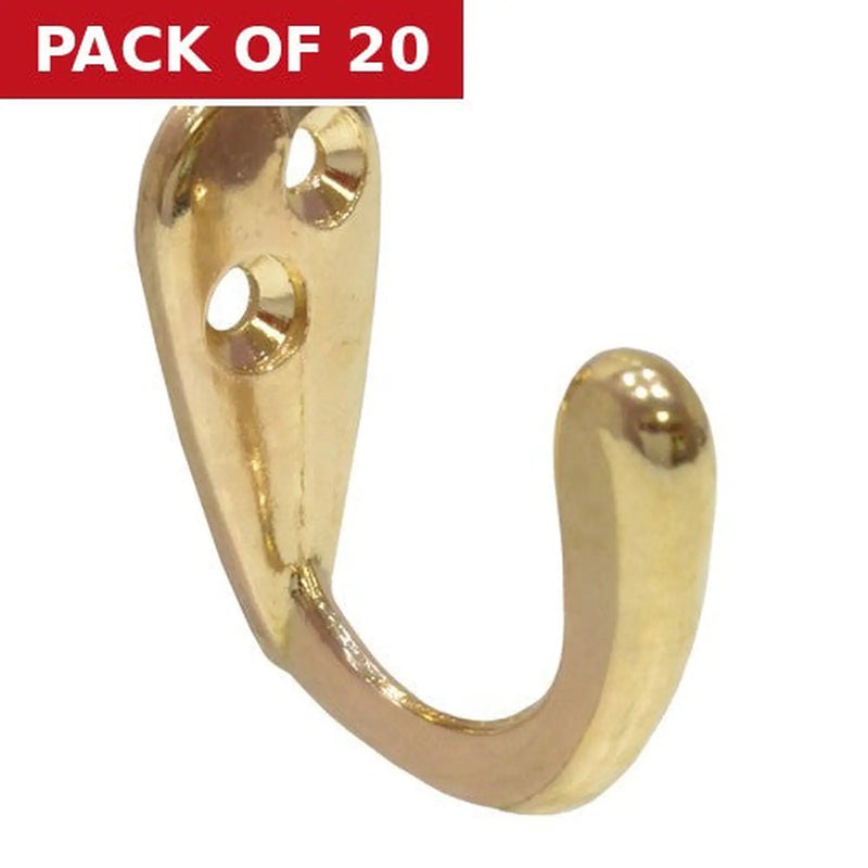 Centurion 50mm Die Cast Wardrobe Hook - Brass - Pack of 20