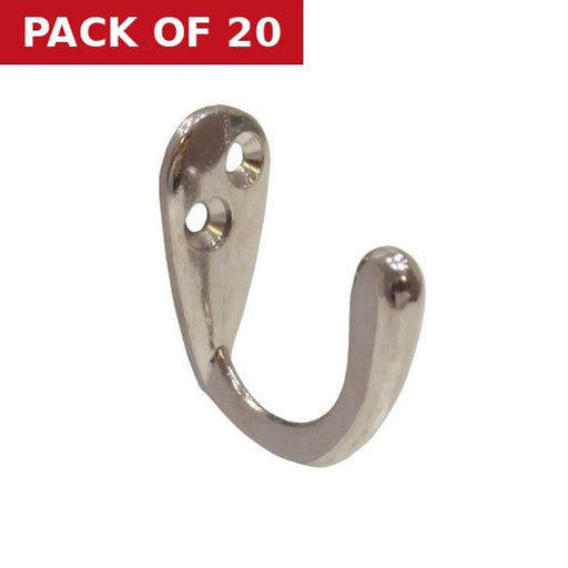 Centurion 50mm Die Cast Single Wardrobe Hook - Chrome Plated - Pack of 20