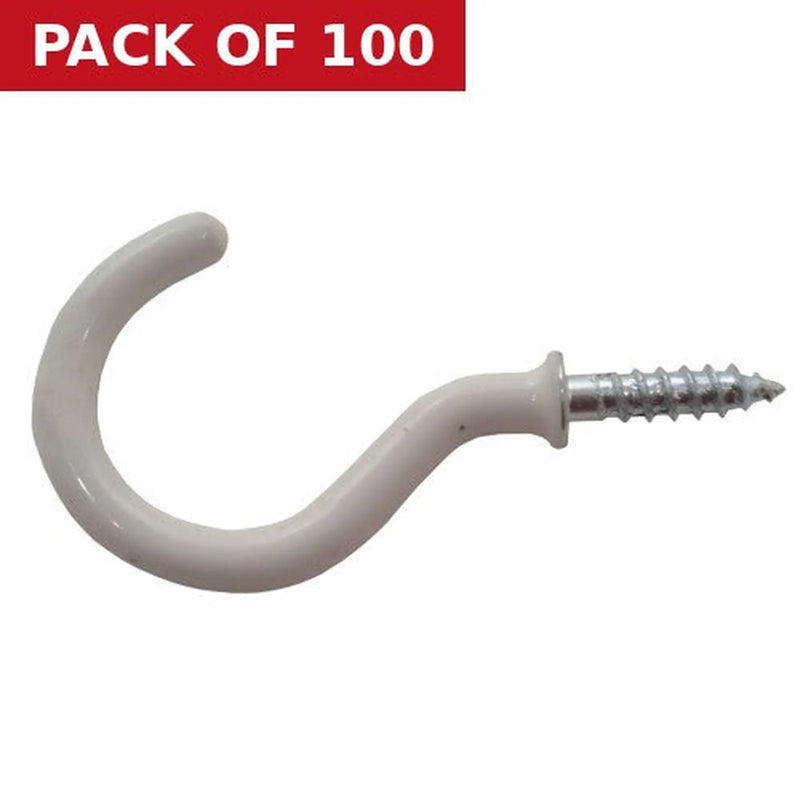 Centurion 38mm White PVC Shouldered Cup Hook - Pack of 100