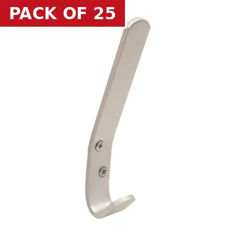 Centurion 125mm Flat Pattern Hat & Coat Hook - Silver Anodised Aluminium - Pack of 25