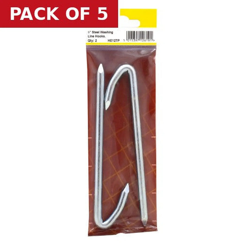 Centurion 150mm ZP Steel Washing Line Hook (Pack of 2) - Pack of 5