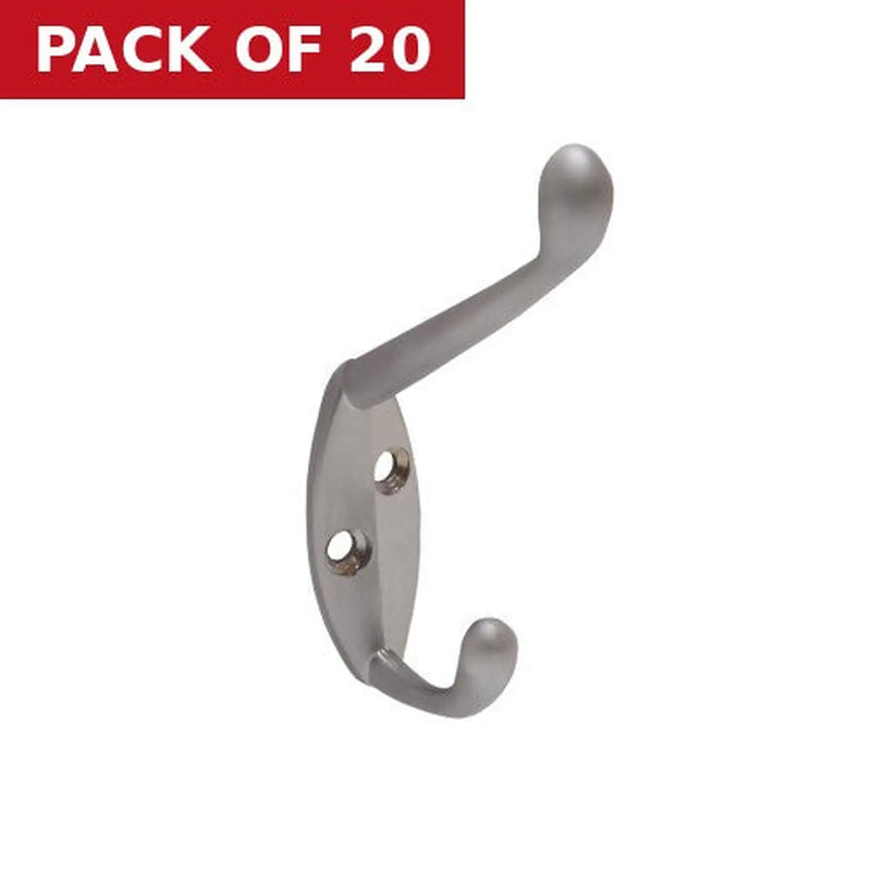Centurion 105mm Die Cast Hat & Coat Hook - Satin Chrome - Pack of 20