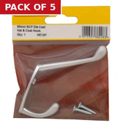 Centurion 105mm Die Cast Hat & Coat Hook - Satin Chrome - Pack Qty 1 - Pack of 5