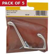 Centurion 105mm Die Cast Hat & Coat Hook - Chrome Plated - Pack Qty 1 - Pack of 5
