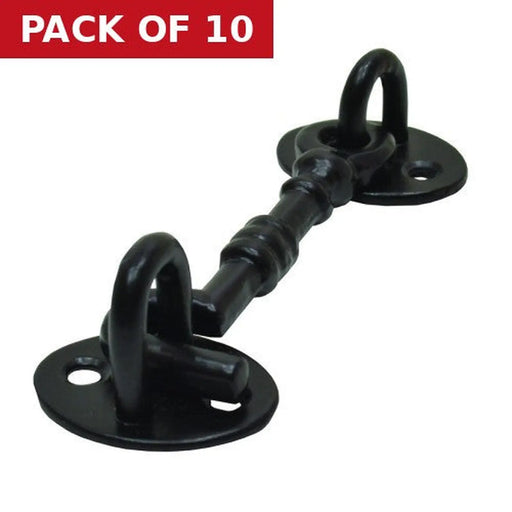 Centurion Cast Cabin Hook, Black, 100mm - Pack of 10