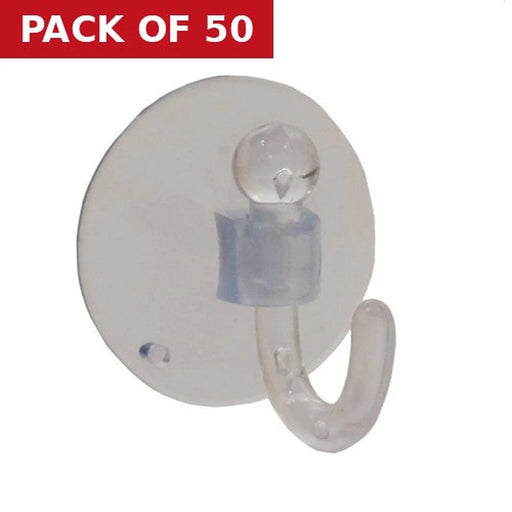 Centurion 40mm Clear Plastic Suction Hook - Pack of 50